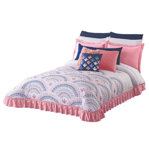 Colcha Deco Rosa Individual C/Cojín Colchas Concord