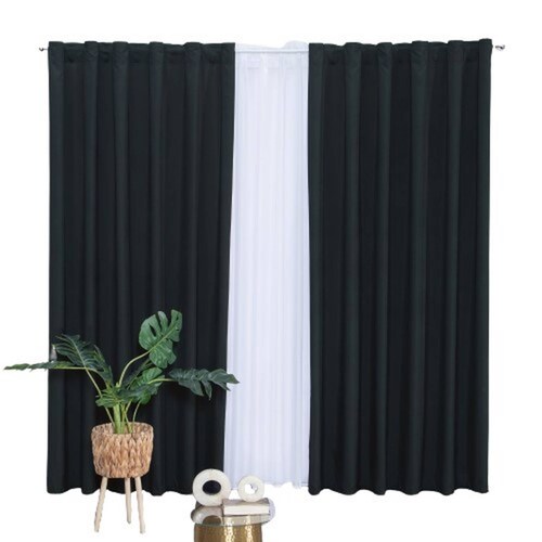 Cortina Decorativa Neo Negro Estándar Colchas Concord