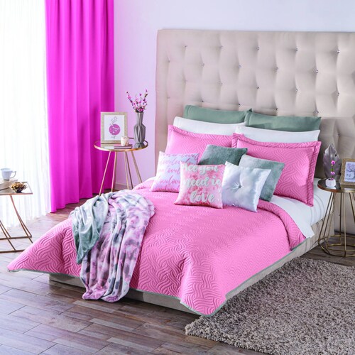 Edredon Matrimonial Neo Pinsonic Rosa Colchas Concord