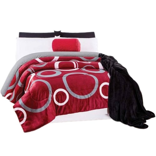 Cobertor Borrega Universo King Size Poliester Rojo Concord