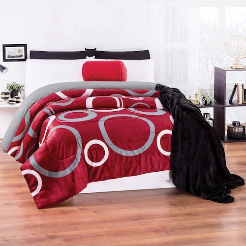Cobertor Borrega Universo King Size Poliester Rojo Concord