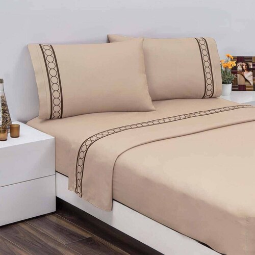 Juego Sábana Suavitec Mocaccino King Size Microfibra Concord