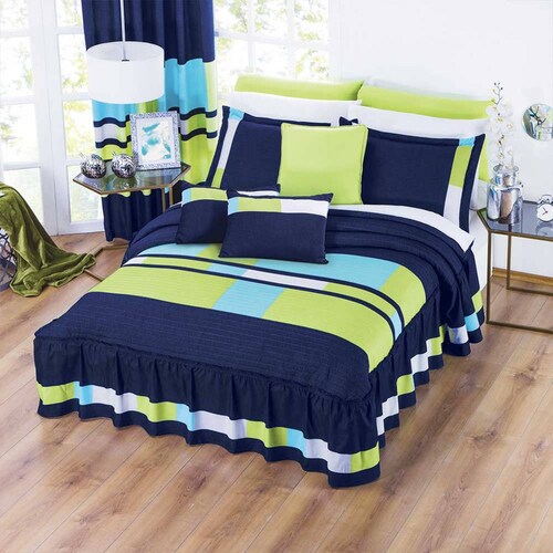 Colcha Funda Malaga Cama Individual Microfibra Azul Concord.