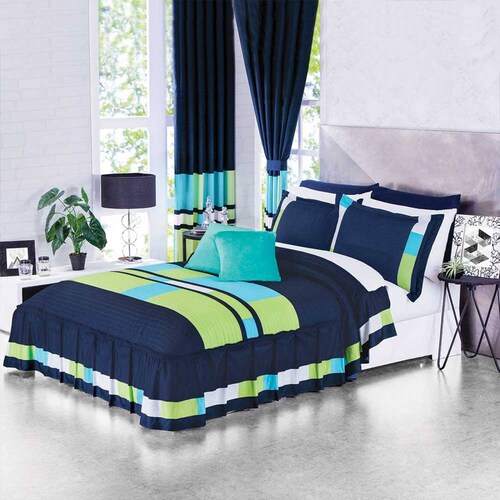 Colcha Funda Malaga Cama Individual Microfibra Azul Concord.