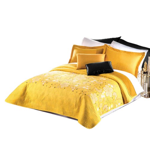 Edredon Matrimonial Aquetzally Dorado Colchas Concord.