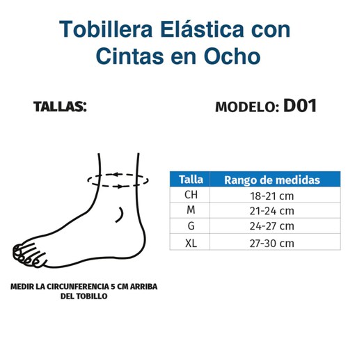 Tobillera Compresión Elástica Con Cintas En Ocho D01 Tynor