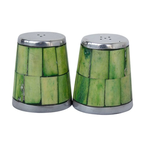 Juego Salero Y Pimentero Acero Inoxidable Verde Cocina Brang.