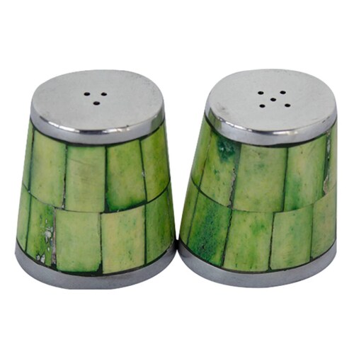 Juego Salero Y Pimentero Acero Inoxidable Verde Cocina Brang.