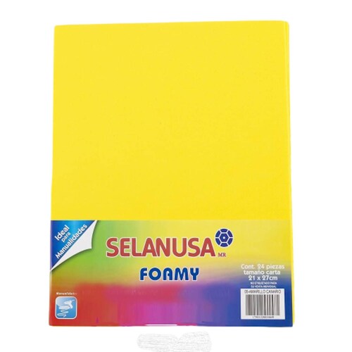 Foamy Tamaño Carta Liso 24 Pzas Amarillo Mango Manualidad Selanusa