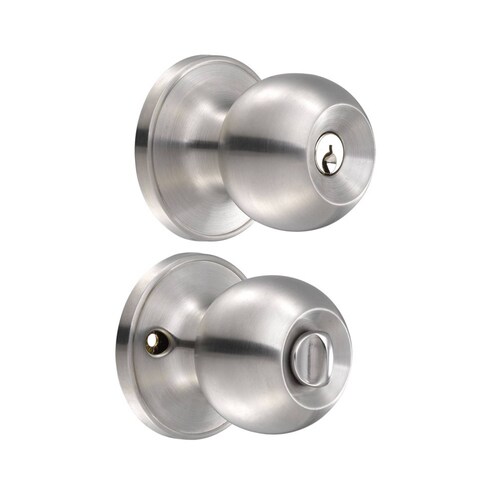 Cerradura Pomo Bola Recamara Acero Inoxidable Plateado Lock