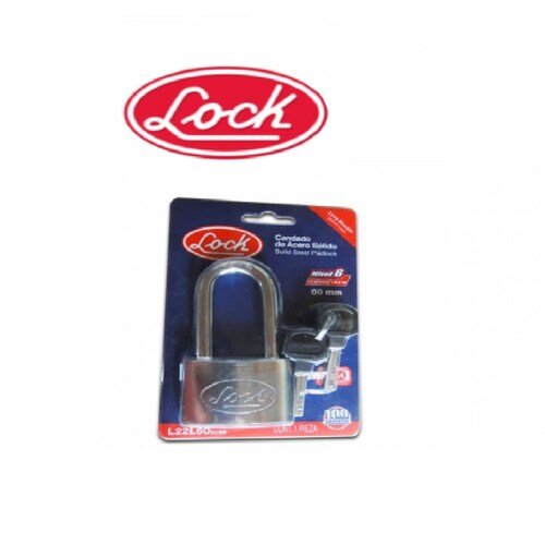 Candado Acero Inoxidable Largo Llave Disco 60mm Cromo Lock