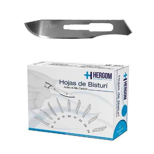 Hojas P/ Bisturí No. 20 Alto Carbón 100 Piezas Hergom
