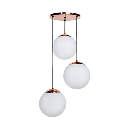 Lampara Colgante Vidrio Soplado Blanco 3 Luces Maxxi.