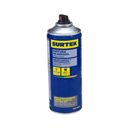 Pintura Aerosol 400ml Negro Mate Secado Rápido Surtek
