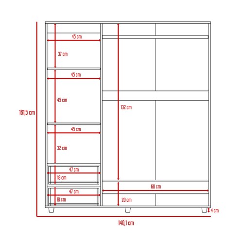 Mueble Microondas Vimo Bellota y Blanco 60 cm con Cuatro Puertas y  Entrepaño