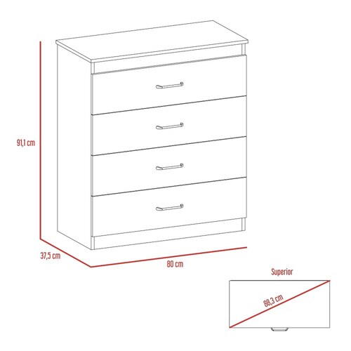 Mueble Organizador Cómoda Santino 4 Cajones Wengue Excelsior