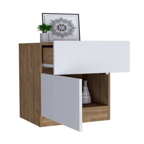 Mesa Noche Nebraska Miel/Blanco Madera Aglomerada Excelsior