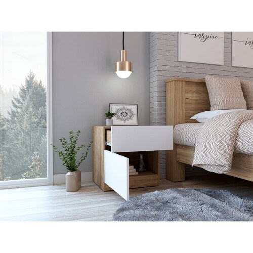 Mesa Noche Nebraska Miel/Blanco Madera Aglomerada Excelsior