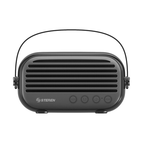 Steren Bocina Bluetooth retro con radio FM, AUX y reproductor USB/microSD Negro