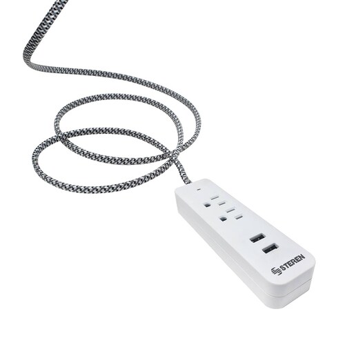 Multicontacto de 2 salidas horizontales y doble cargador USB 