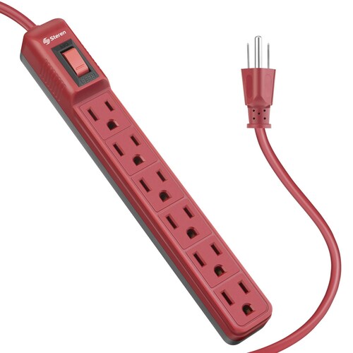 Tira Multicontactos 6 Salidas Color Rojo | 905-040cro 