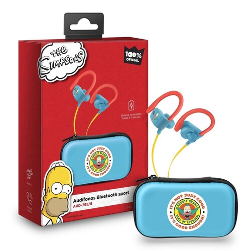 Audífonos Bluetooth Sport Free con cable plano The Simpsons-Krusty 