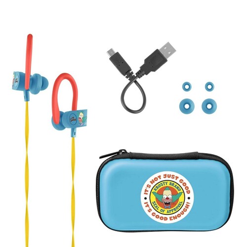 Audífonos Bluetooth Sport Free con cable plano The Simpsons-Krusty 