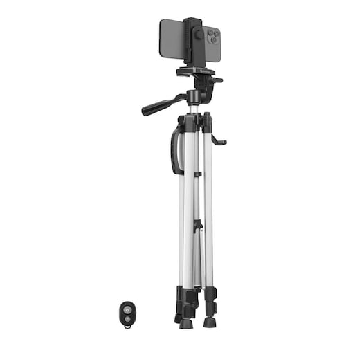 Tripié universal largo de aluminio con soporte para celular 