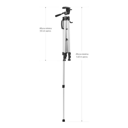 Tripié universal largo de aluminio con soporte para celular 