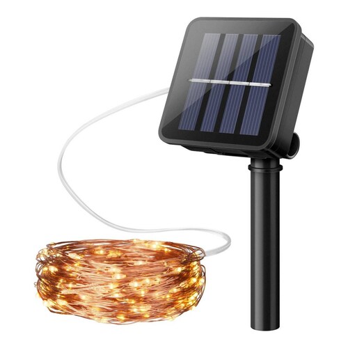 Serie LED decorativa 22 m panel solar batería recargable exterior 