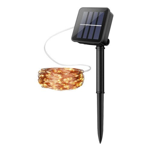 Serie LED decorativa 22 m panel solar batería recargable exterior 