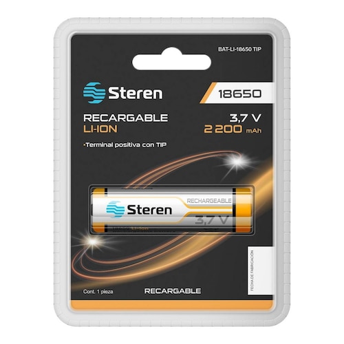 Batería recargable Li-ion 2200 mAh tipo 18650 con tip positivo 