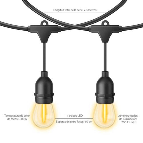 Serie LED vintage de 12 focos para exterior MODLED-300 