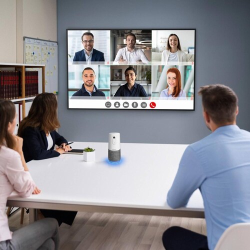 Webcam USB Full HD con micrófonos omnidireccionales y altavoz, para conferencias 