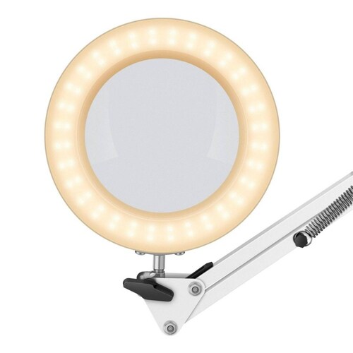 Lámpara LED con lupa (5x), brazo articulado y 3 tonalidades de luz 