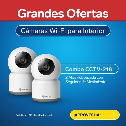 2 Cámaras de seguridad Wi-Fi* 2 Mpx robotizadas con seguidor de movimiento 