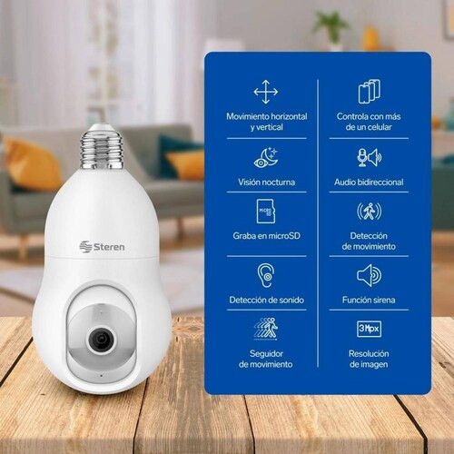 2 Cámaras de seguridad Wi-Fi* 3 Mpx robotizadas con seguidor de movimiento para socket .