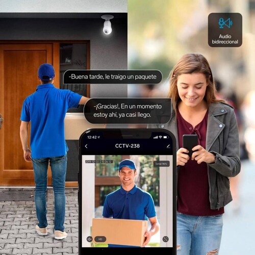 2 Cámaras de seguridad Wi-Fi* 3 Mpx robotizadas con seguidor de movimiento para socket .