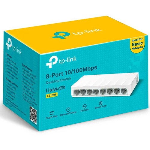 Switch TP-LINK LS1008 8 Puertos LiteWave Fast Ethernet 10/100Mbps 