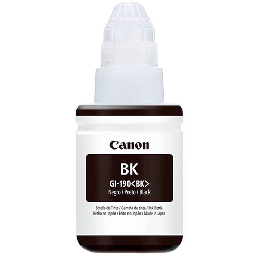 Botella de Tinta CANON PIXMA GI-190BK G1100 G1110 G2100 G2110 G3100 G3110 135ml Negro 0667C001AC 