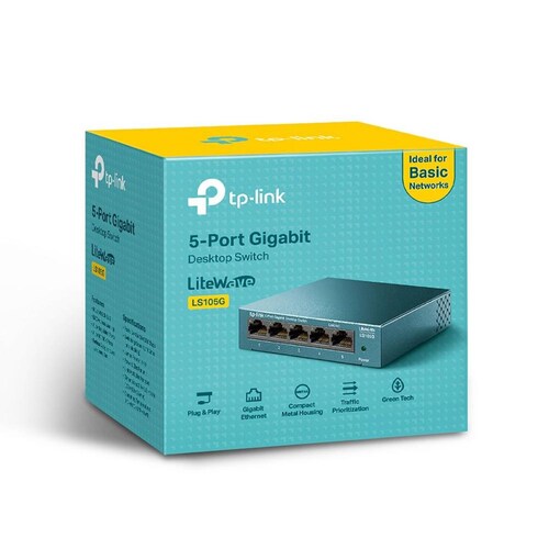 Switch TP-LINK LS105G 5 Puertos LiteWave Gigabit Ethernet 10/100/1000Mbps 