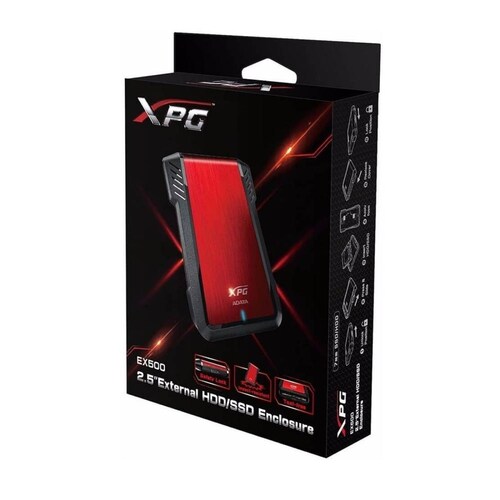 Gabinete Case Disco Duro Externo XPG EX500 USB 3.1 SATA 2.5 Rojo AEX500U3-CRD 