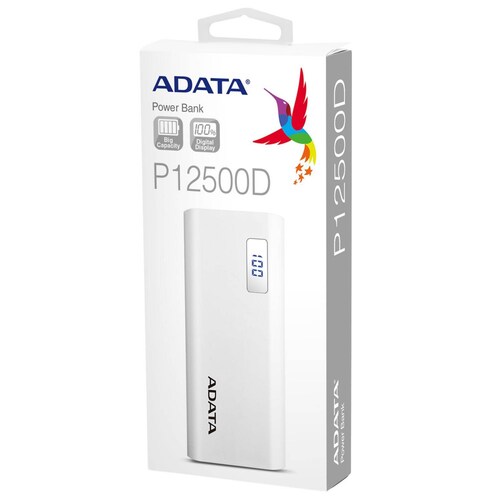 Power Bank 12500MAH ADATA P12500D Bateria Portatil Celulares AP12500D-DGT-5V-CWH 