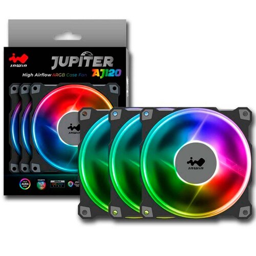 Kit 3 Ventiladores Gamer IN WIN JUPITER AJ120 RGB 120mm 