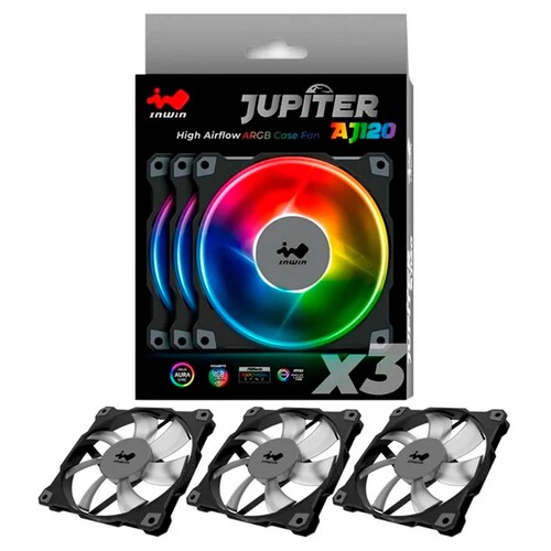 Kit 3 Ventiladores Gamer IN WIN JUPITER AJ120 RGB 120mm 