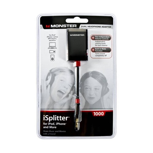 Adaptador MONSTER ISPLITTER 1000 Splitter 3.5mm Negro Y-SPLT V2 WW 