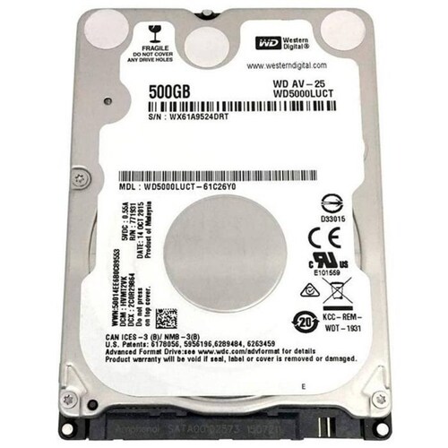 Disco Duro 500GB WESTERN DIGITAL 2.5 Laptop 5400RPM REACONDICIONADO 