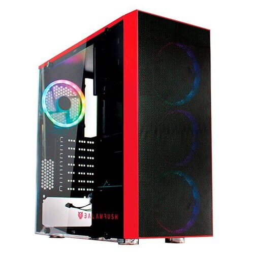 Gabinete Gamer BALAM RUSH LHYTOS GSX1000 ATX 4 Fan Cristal templado ARGB Rojo BR-932295 