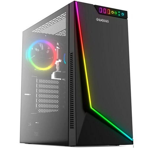 Gabinete Gamer GAMDIAS ARGUS M1 EATX RGB Cristal Templado Negro 