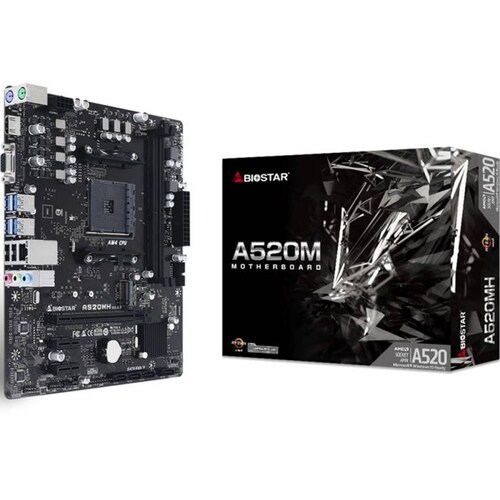 Tarjeta Madre BIOSTAR A520MH 3.1 AM4 2x DDR4 1x M.2 PCIe 3.0 Micro ATX 